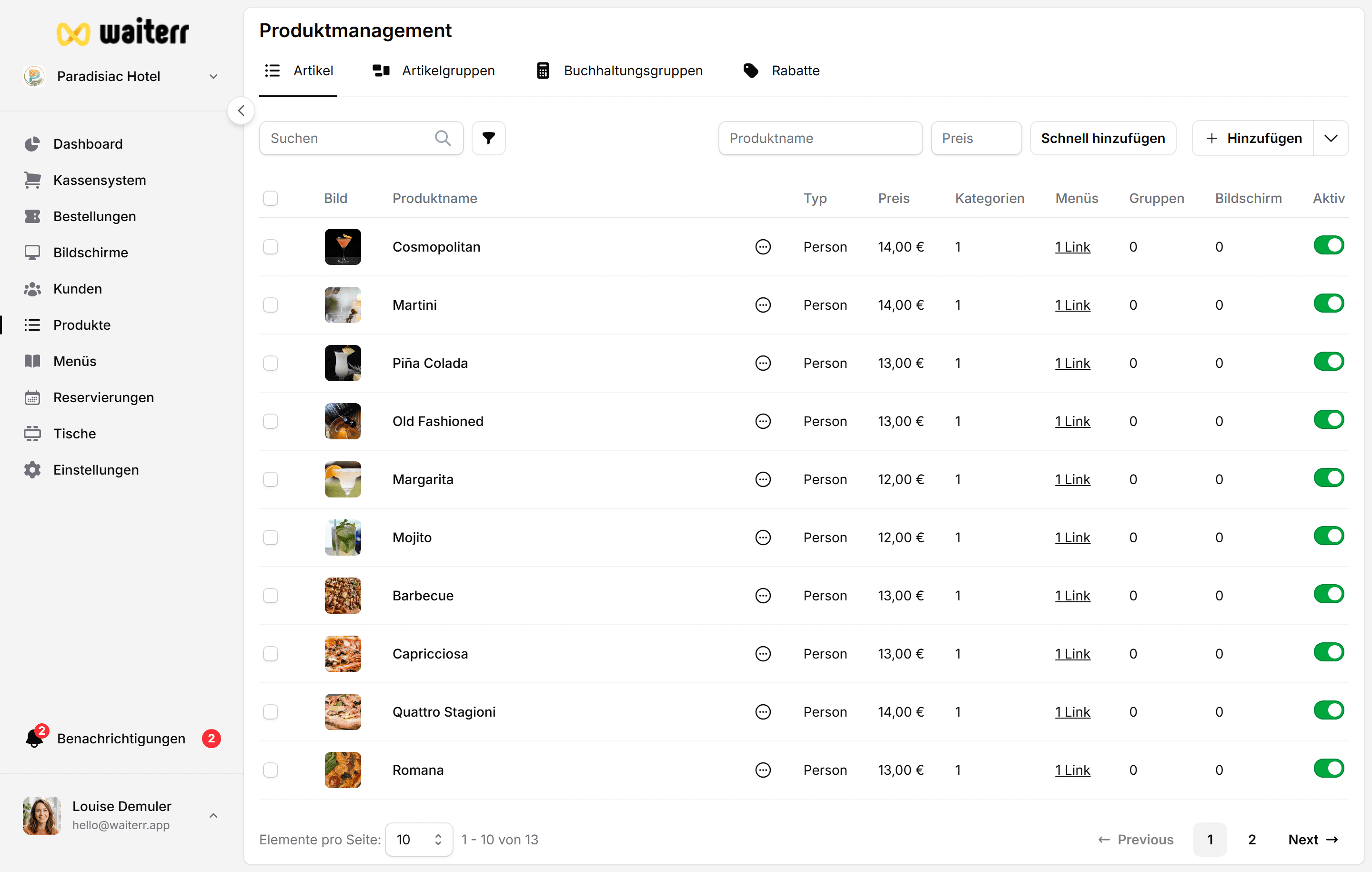 Waiterr Manager — quick add