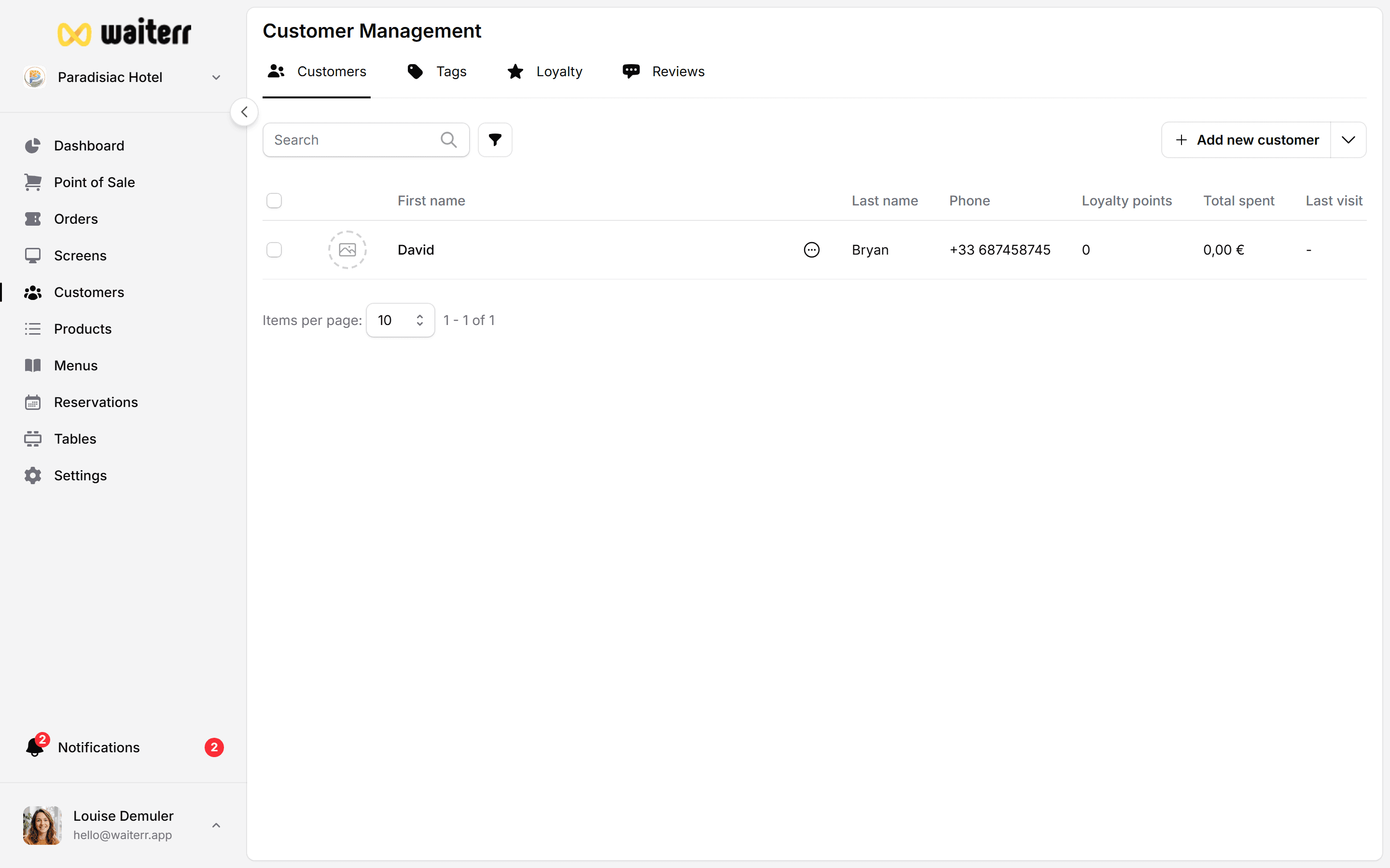 Waiterr Manager — client orders