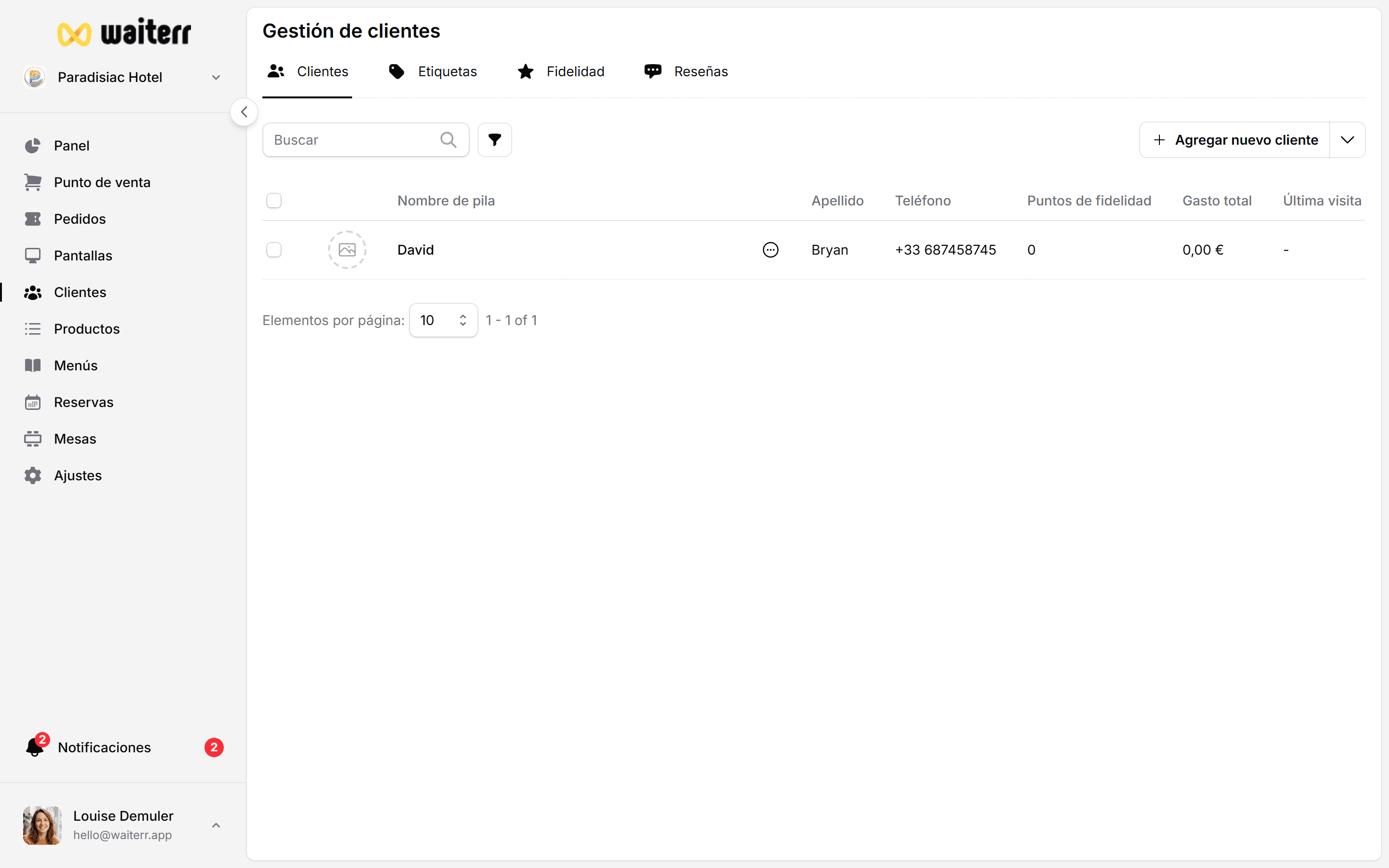 Waiterr Manager — client orders