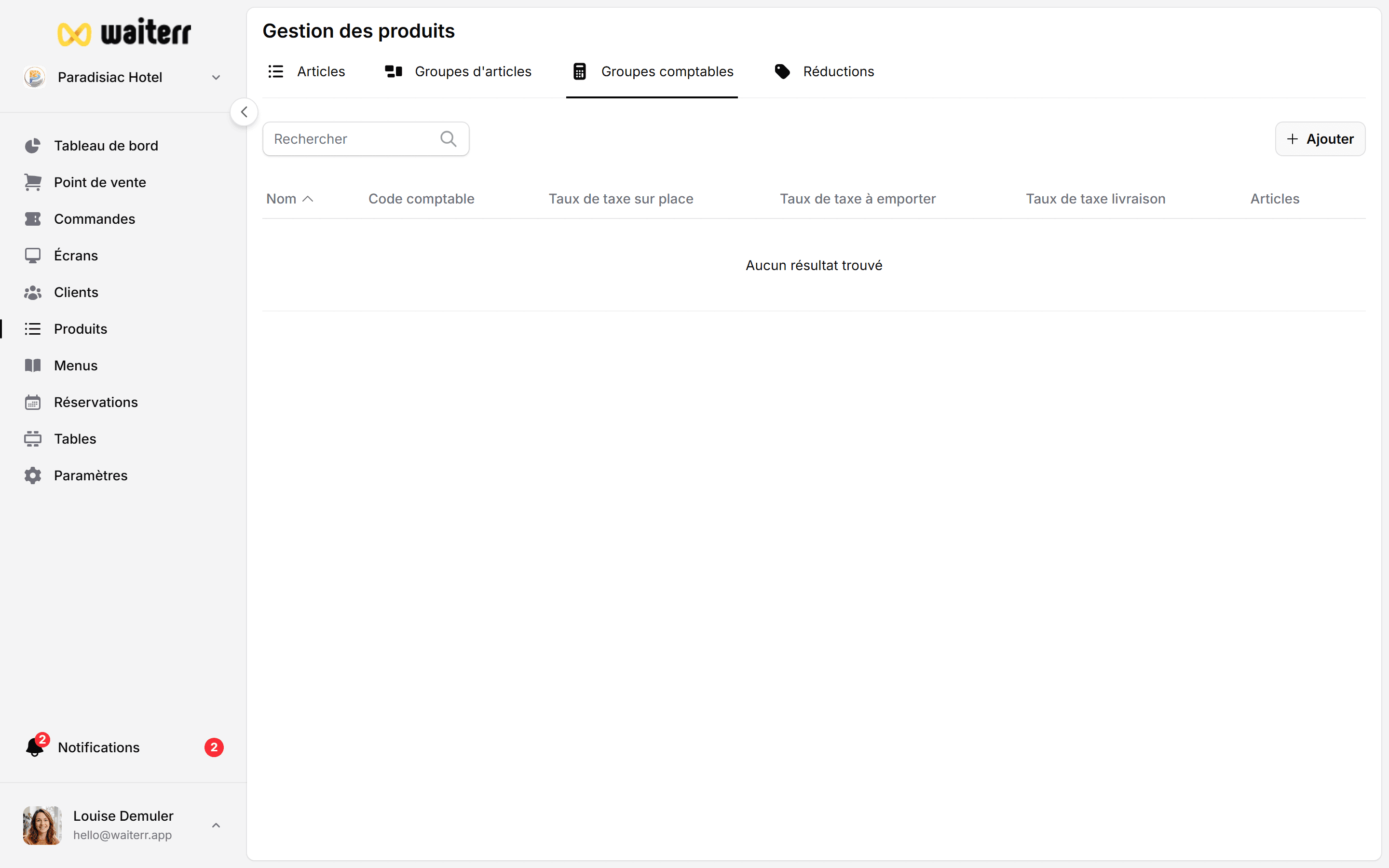 Waiterr Manager — accounting group create