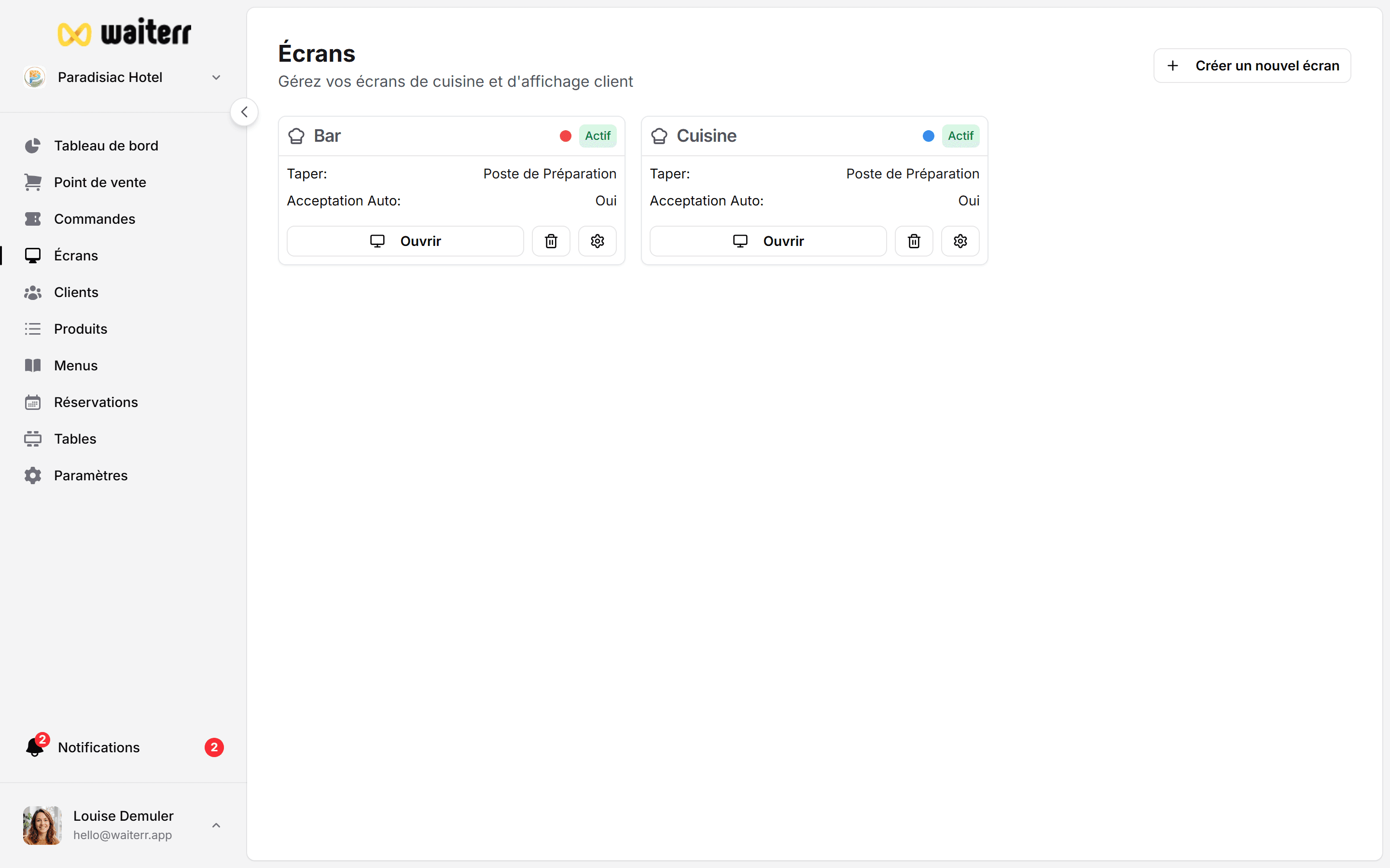 Waiterr Manager — kds overview