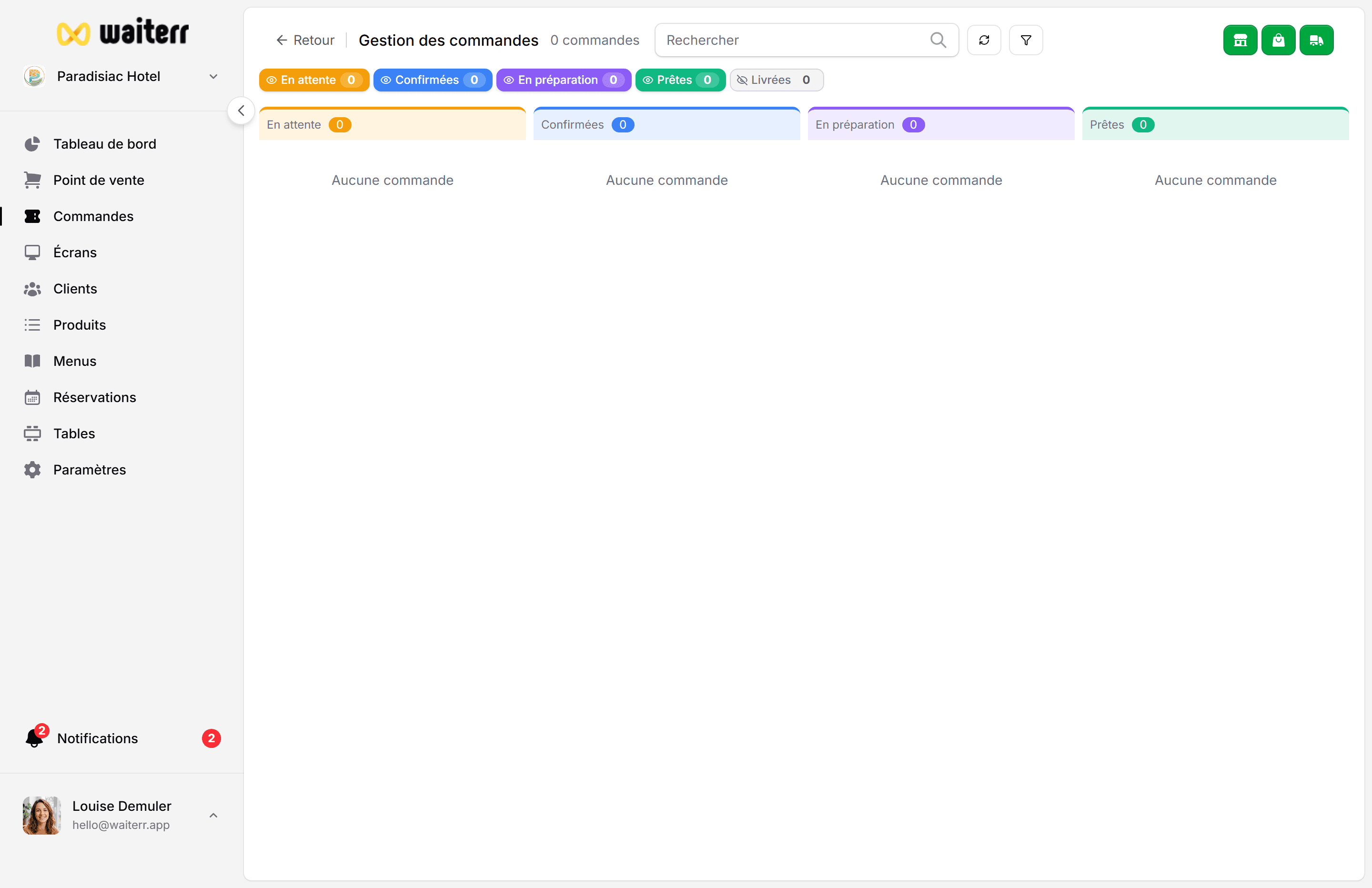 Waiterr Manager — order board