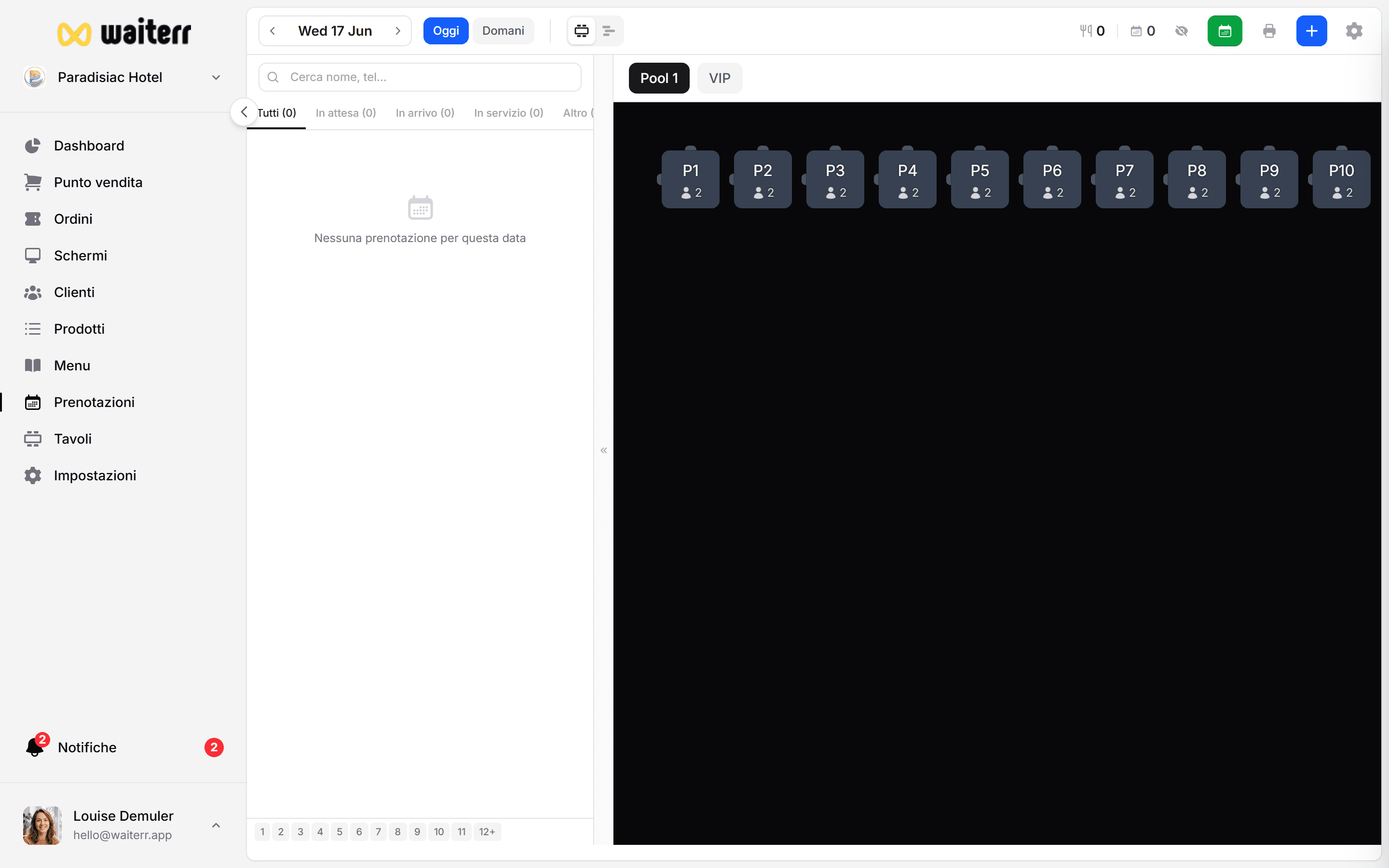 Waiterr Manager — reservations board