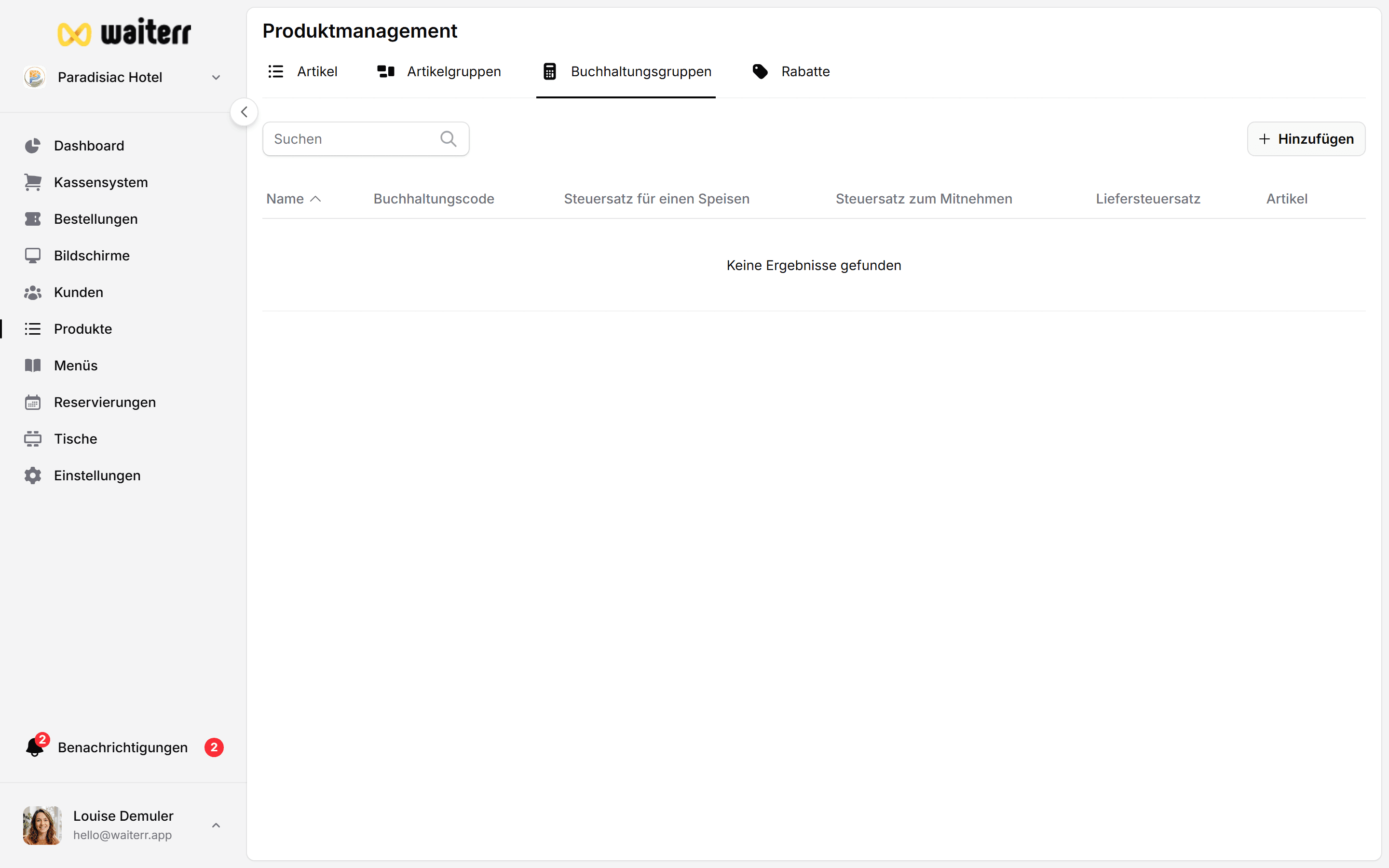 Waiterr Manager — accounting group create