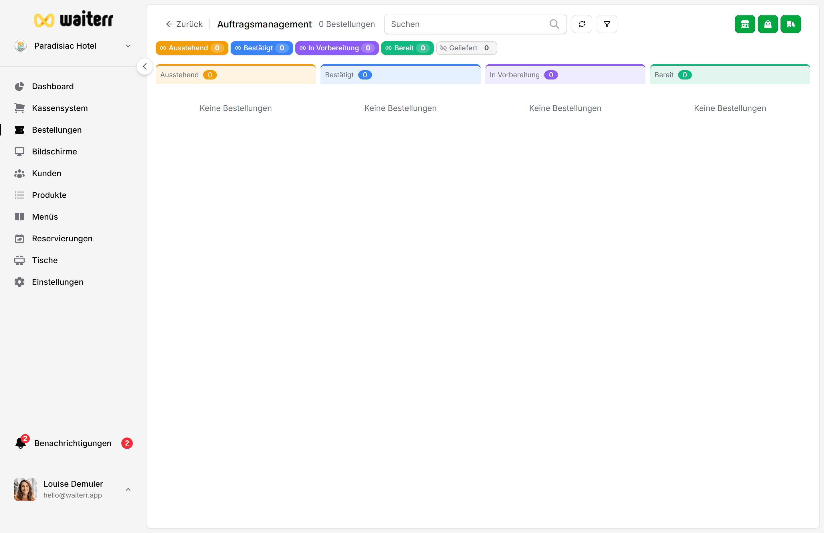 Waiterr Manager — order board