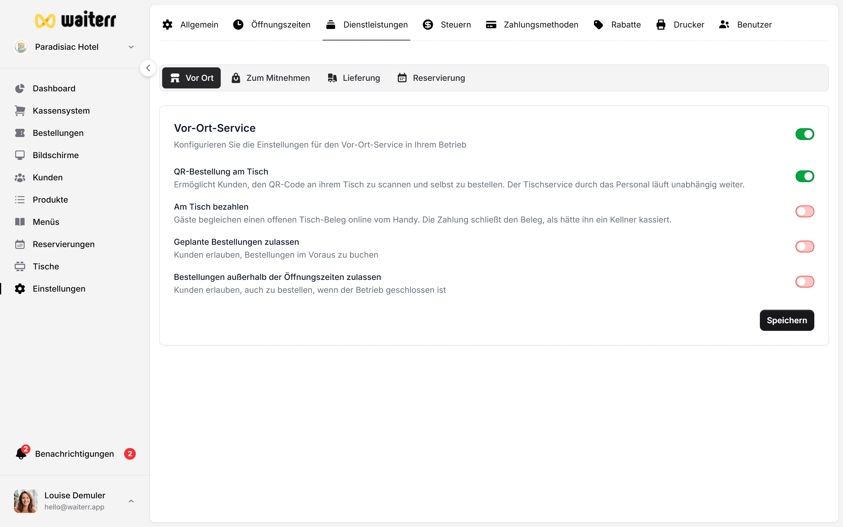 Waiterr Manager — service delivery