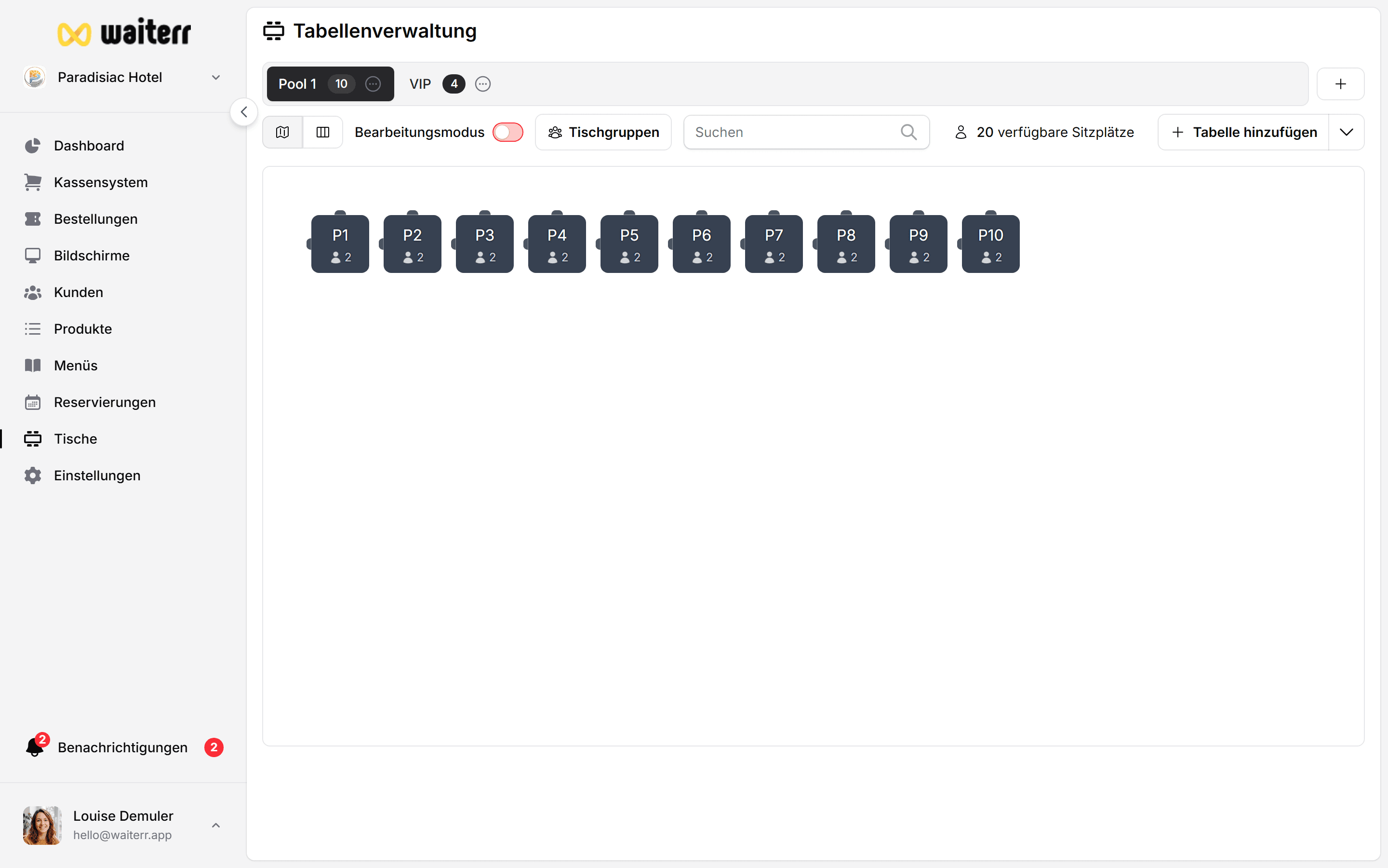 Waiterr Manager — table group create