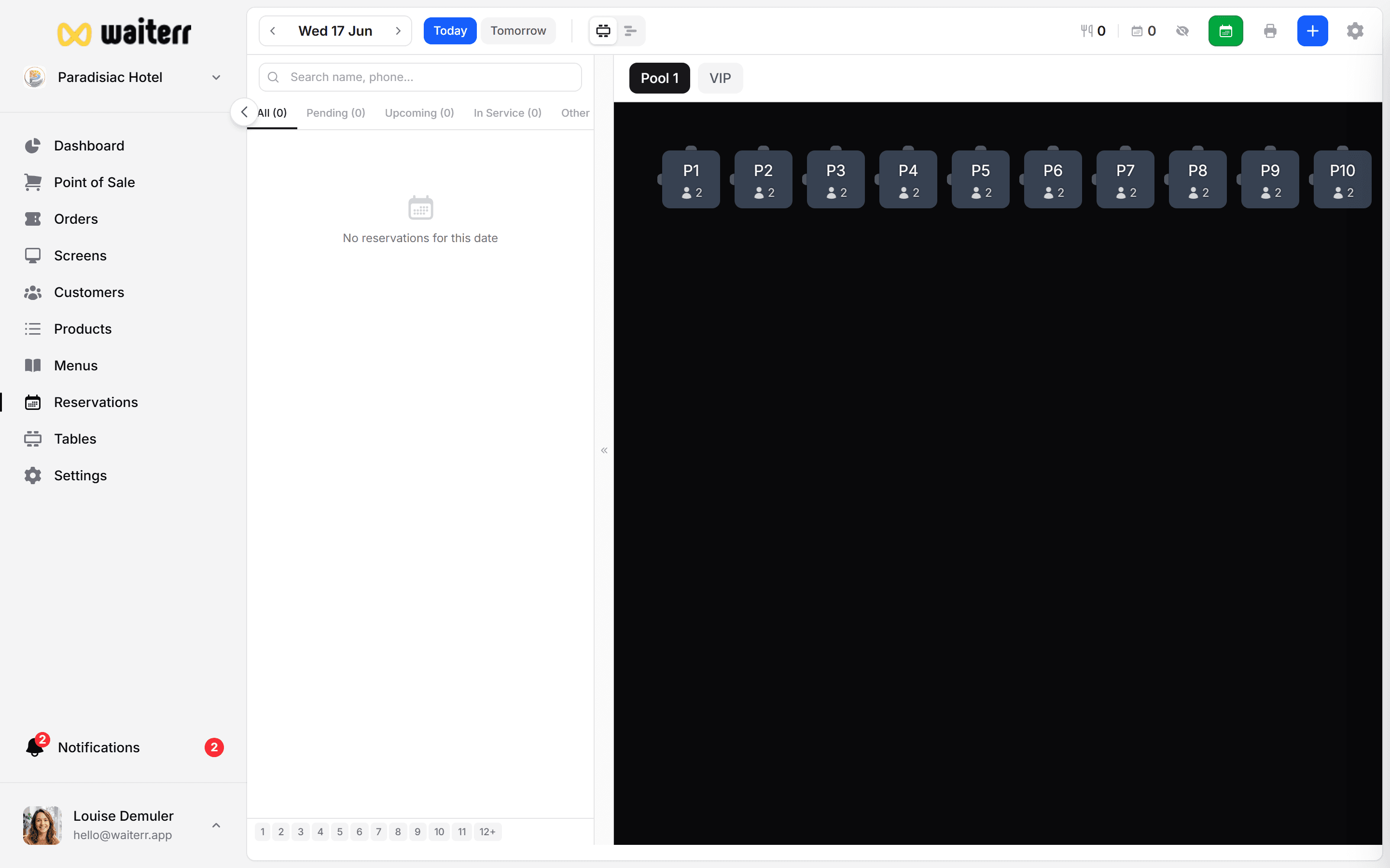 Waiterr Manager — reservations board