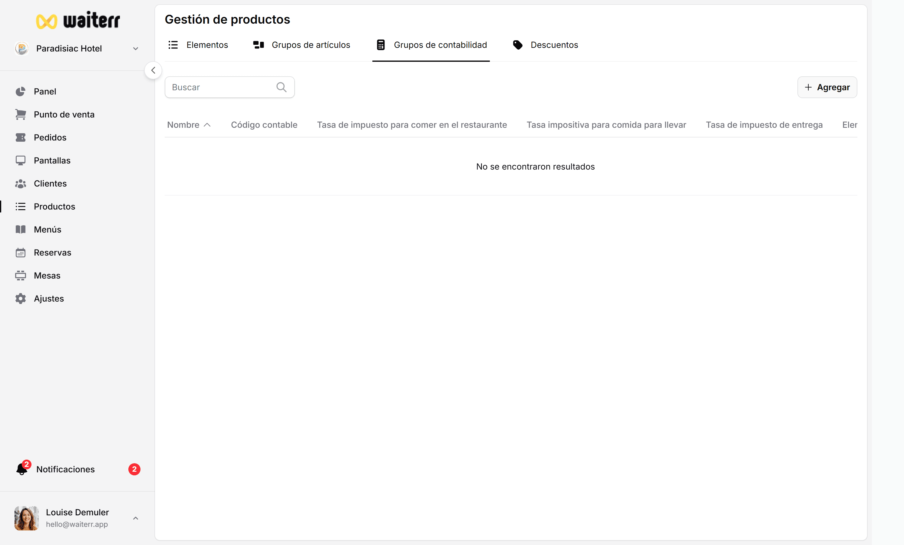 Waiterr Manager — accounting group create