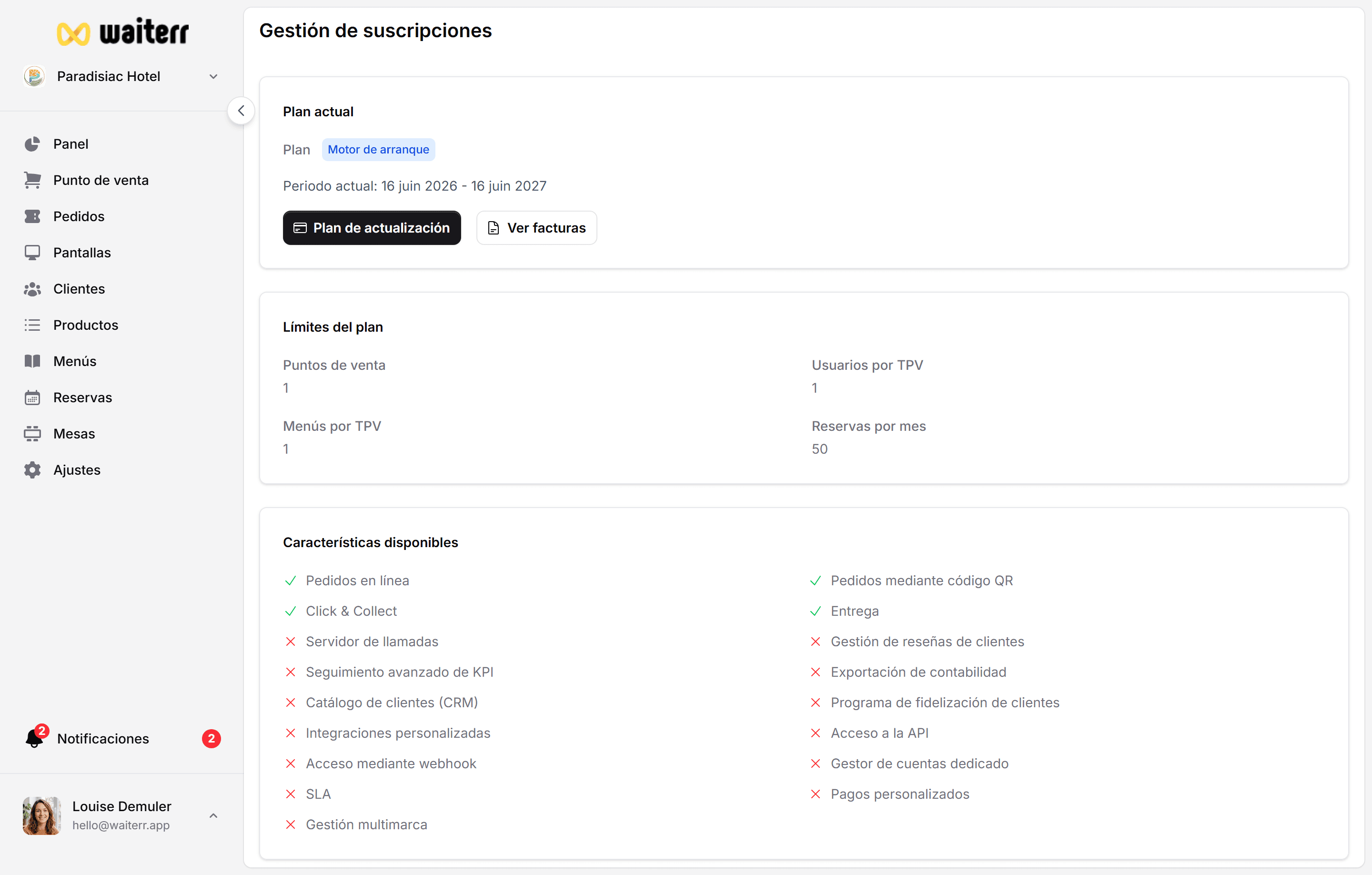 Waiterr Manager — billing invoice