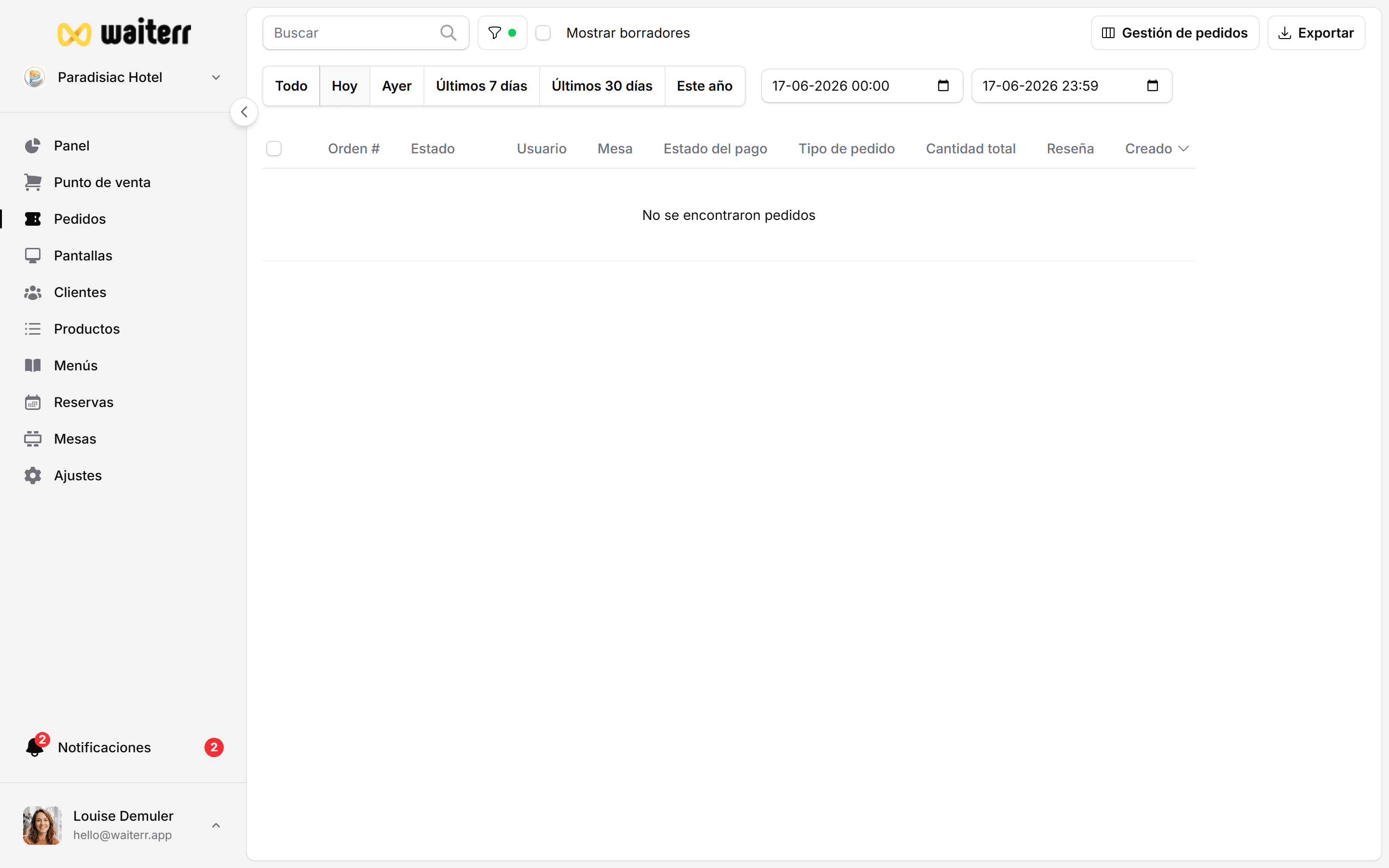 Waiterr Manager — refund overview