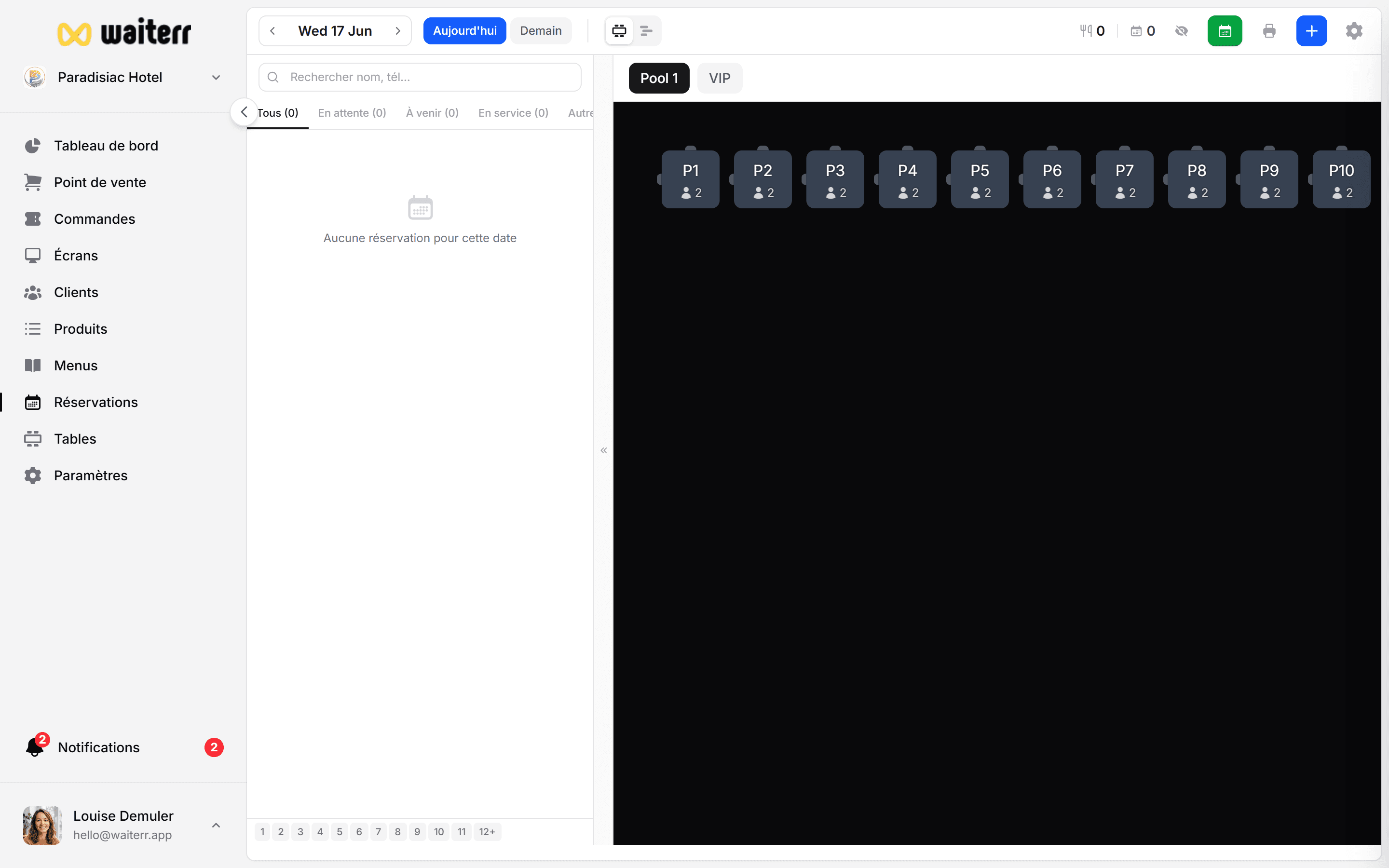 Waiterr Manager — reservations board