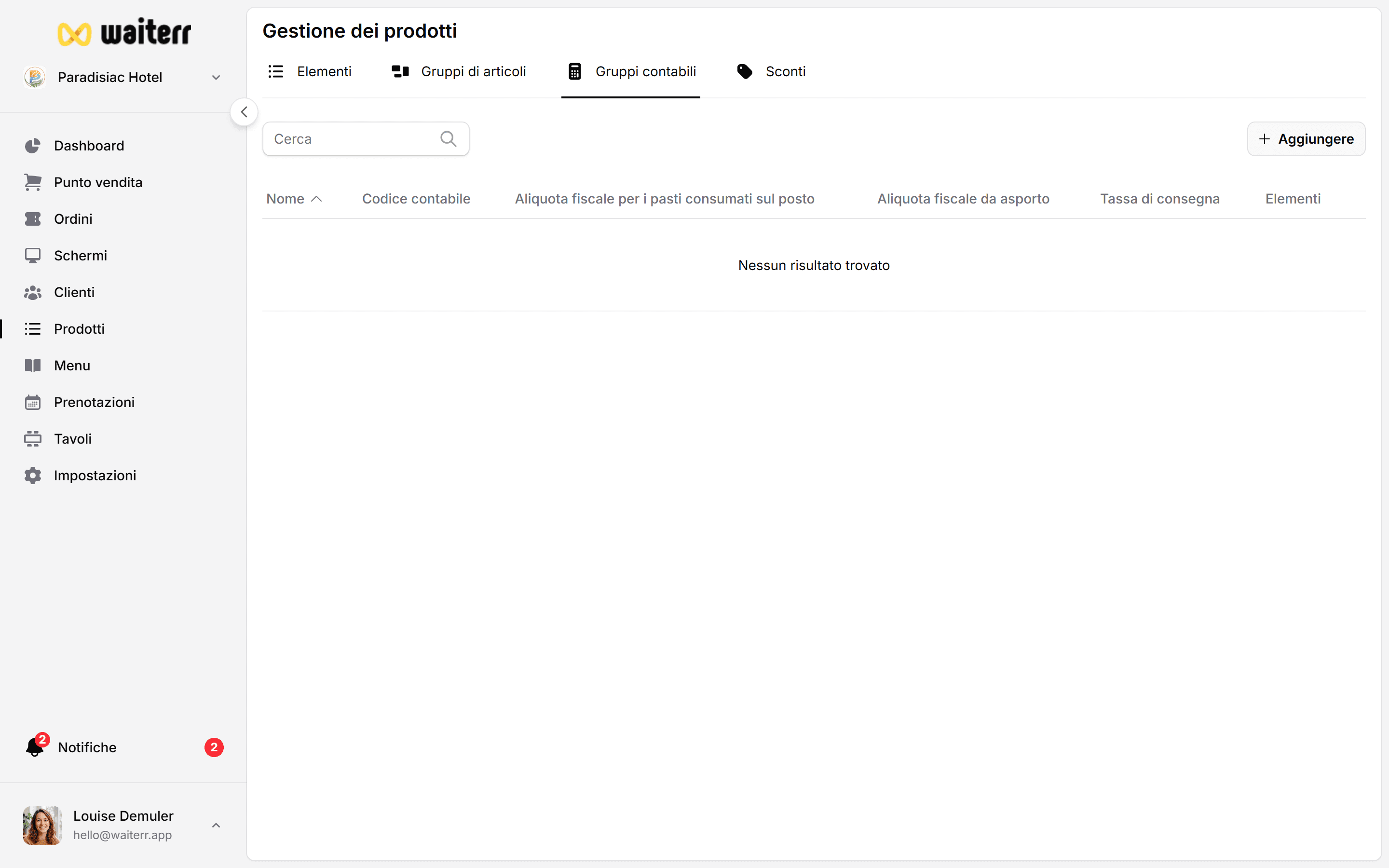 Waiterr Manager — accounting group create