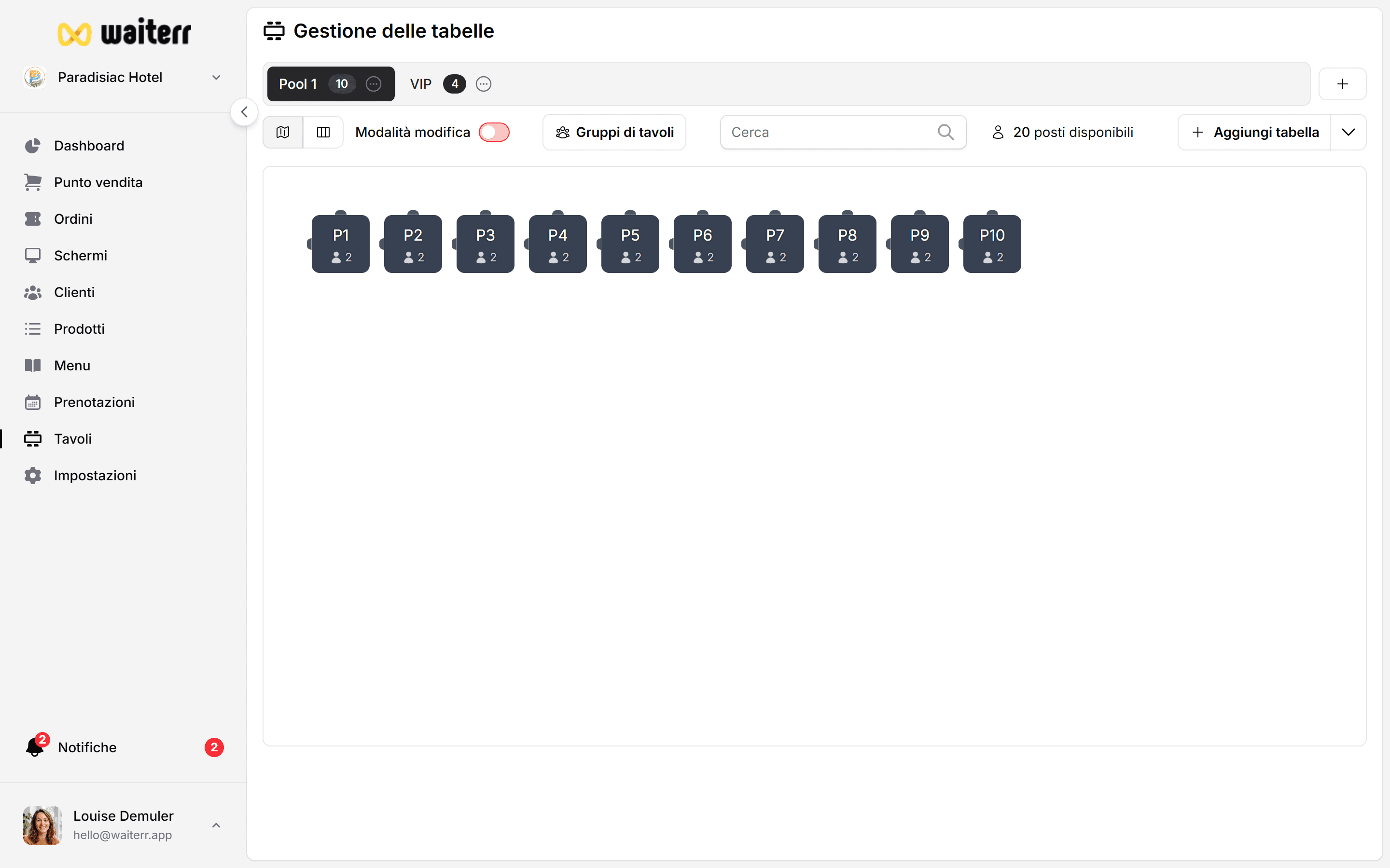 Waiterr Manager — add table