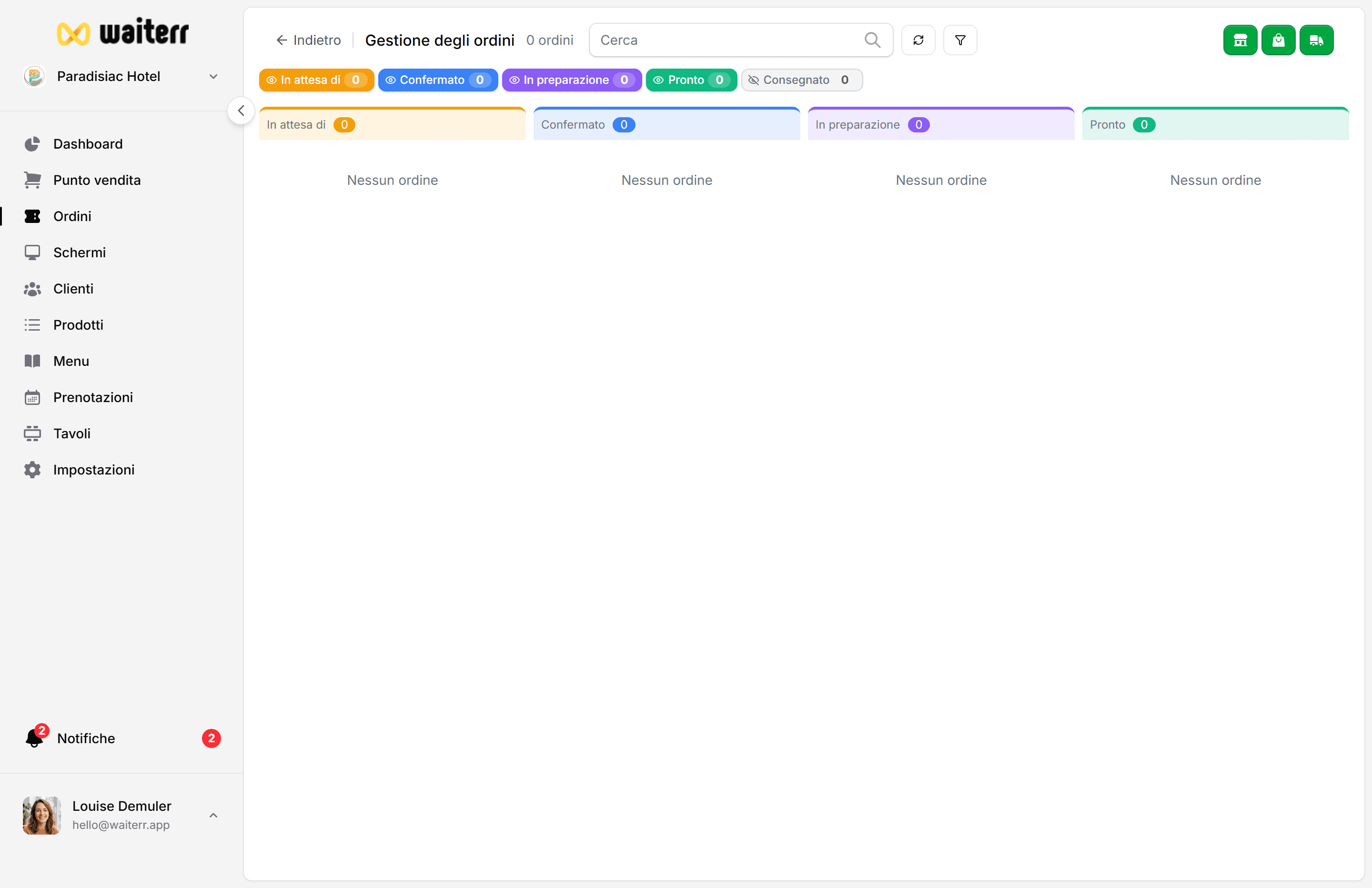 Waiterr Manager — order board