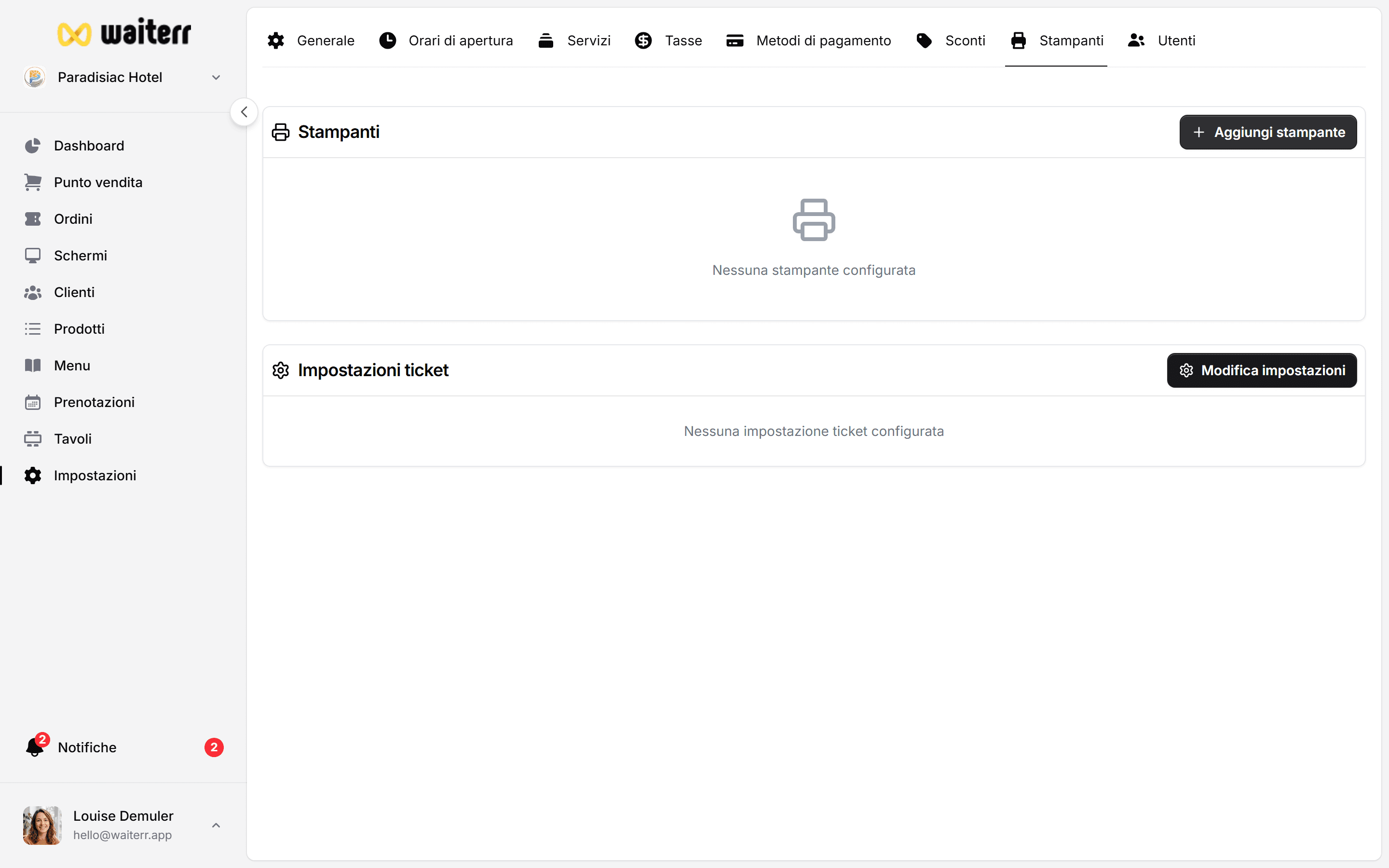 Waiterr Manager — ticket layout editor