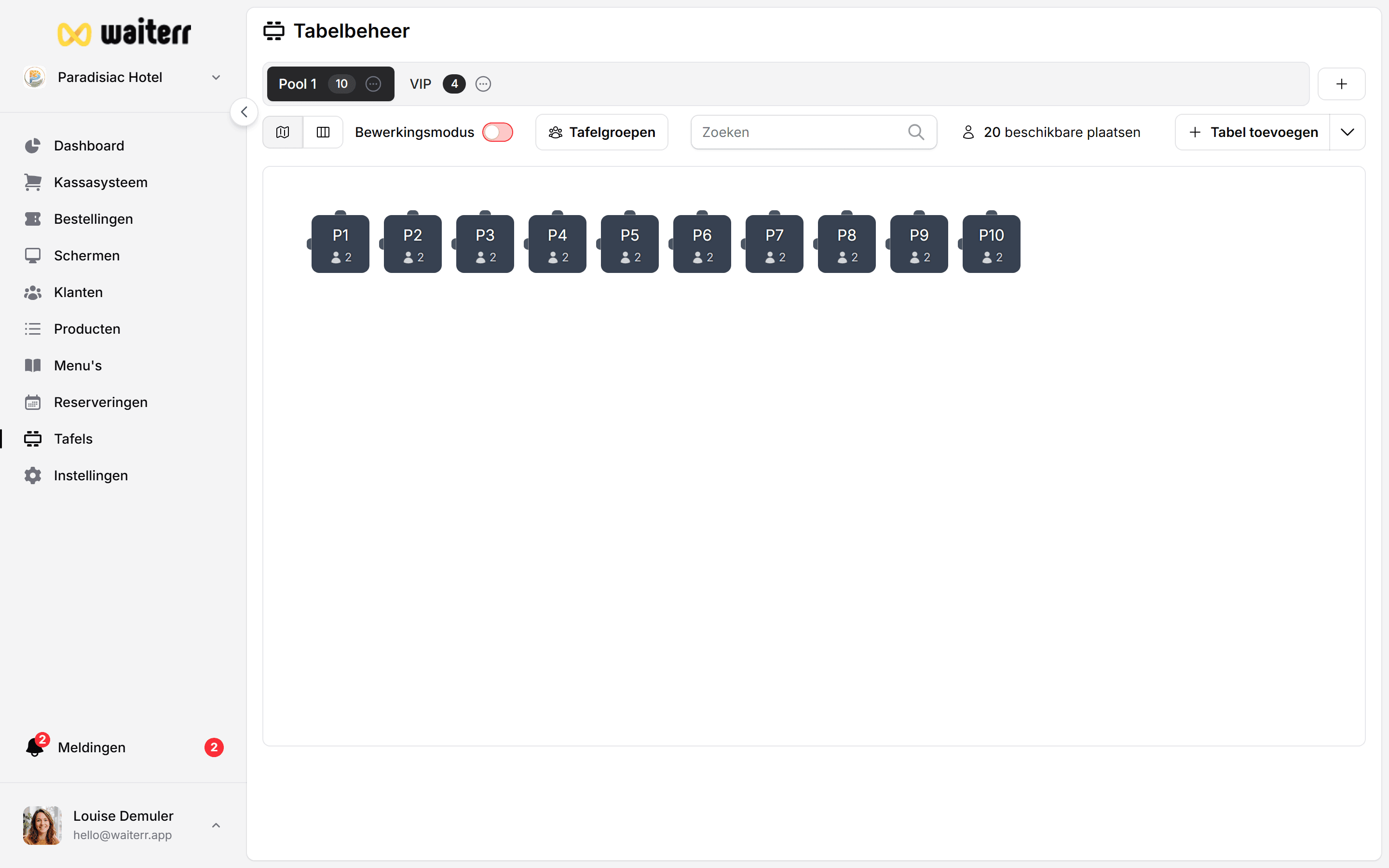Waiterr Manager — table group create