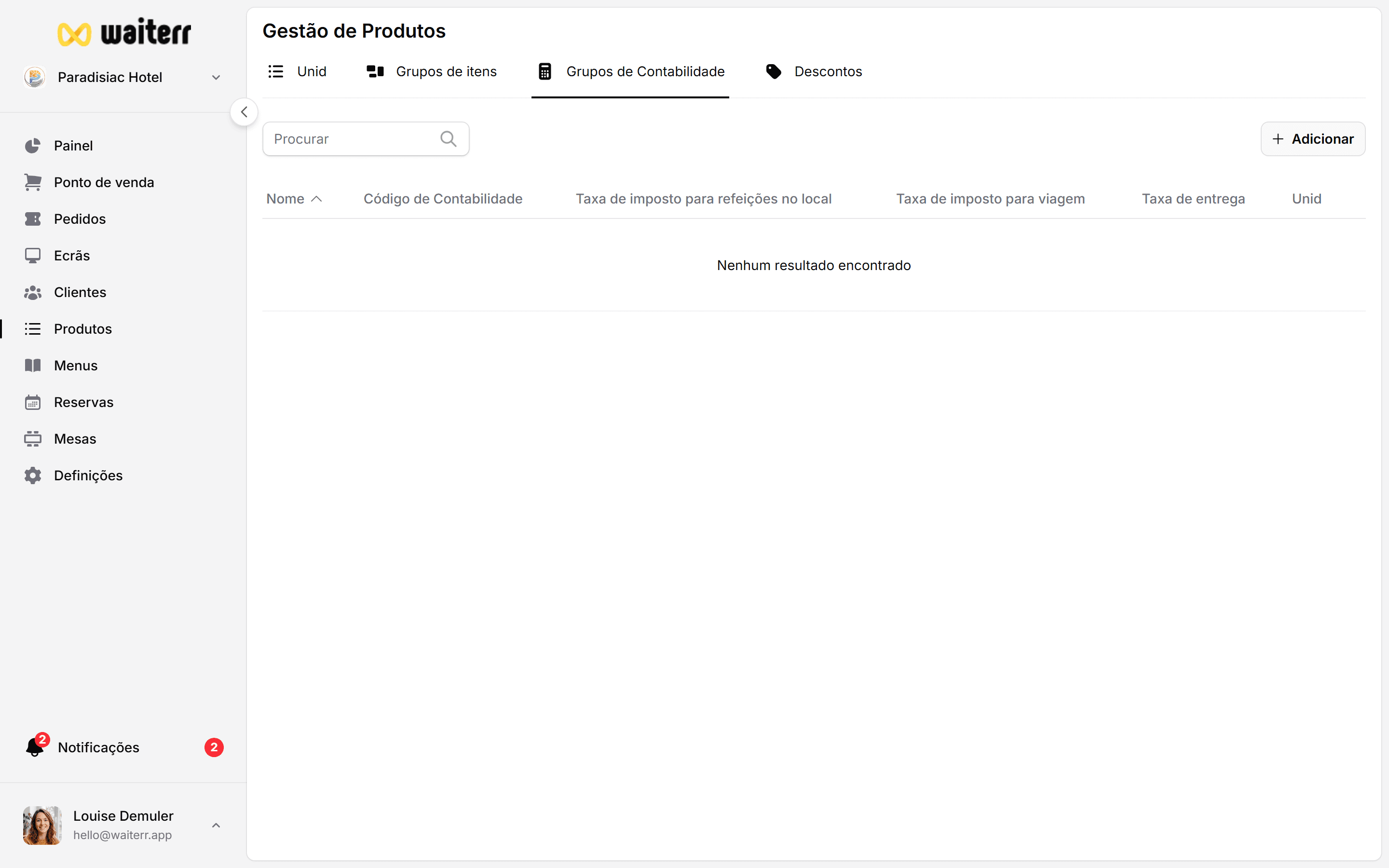 Waiterr Manager — accounting group create