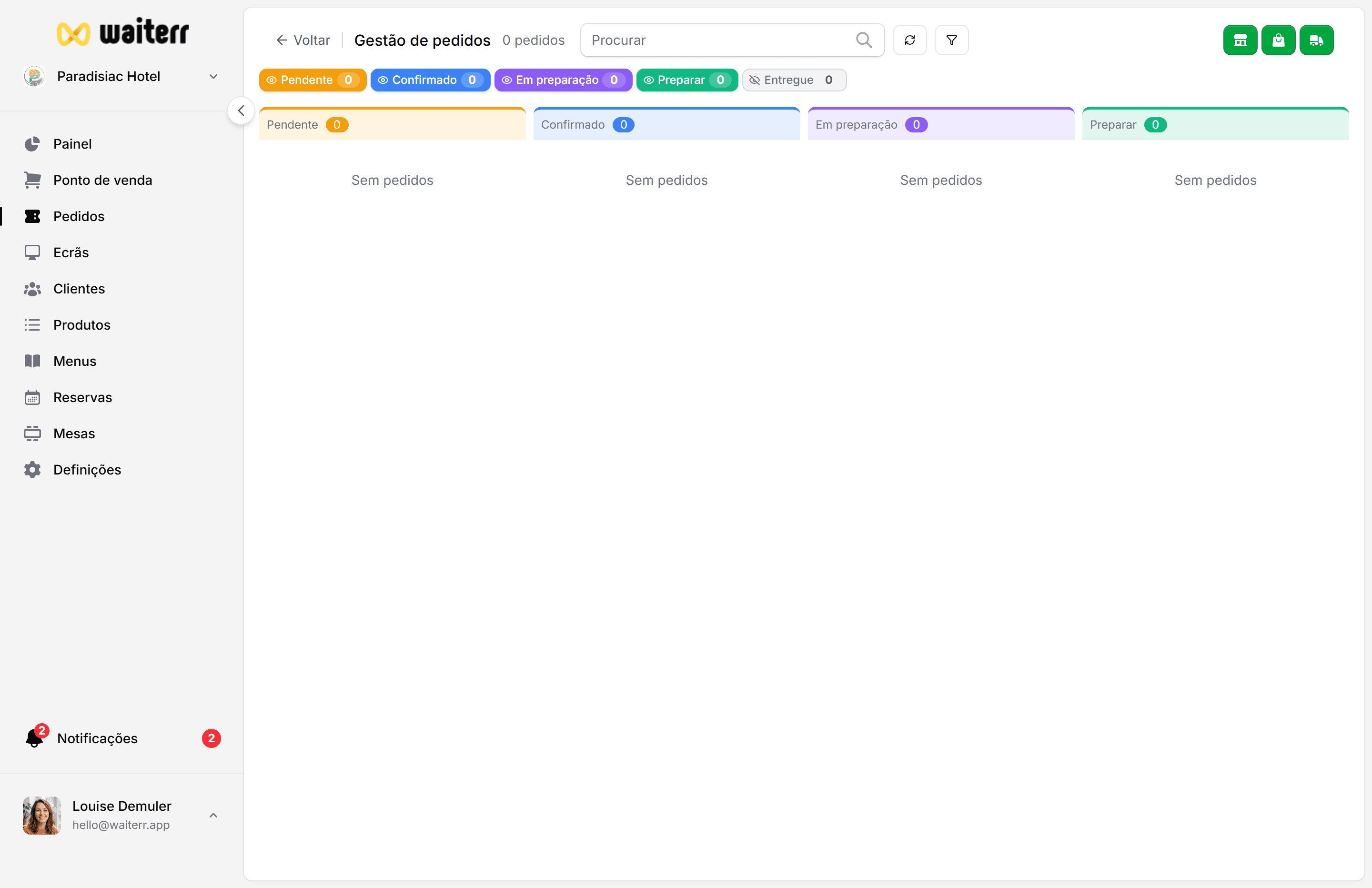 Waiterr Manager — order board