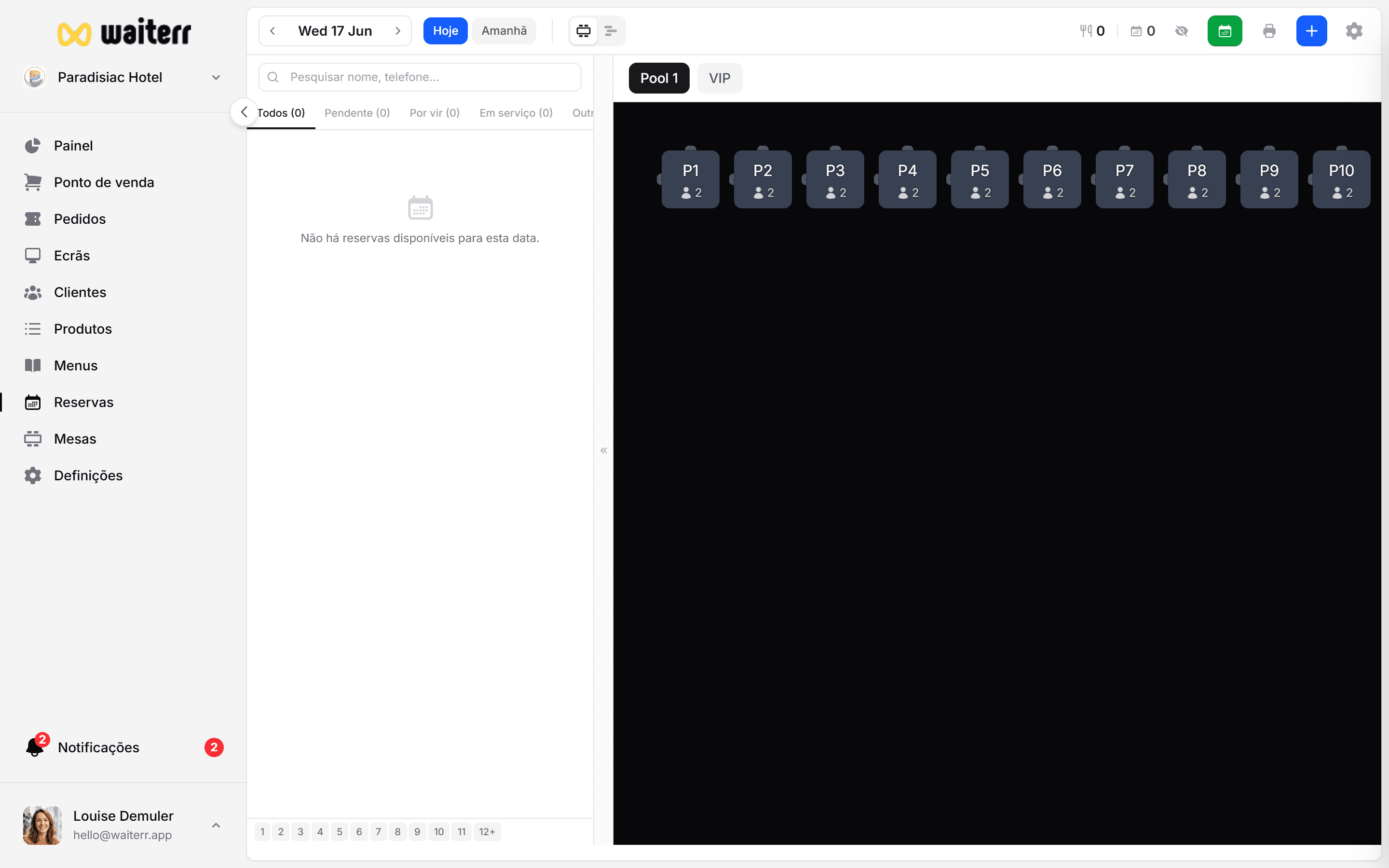 Waiterr Manager — reservations timeline