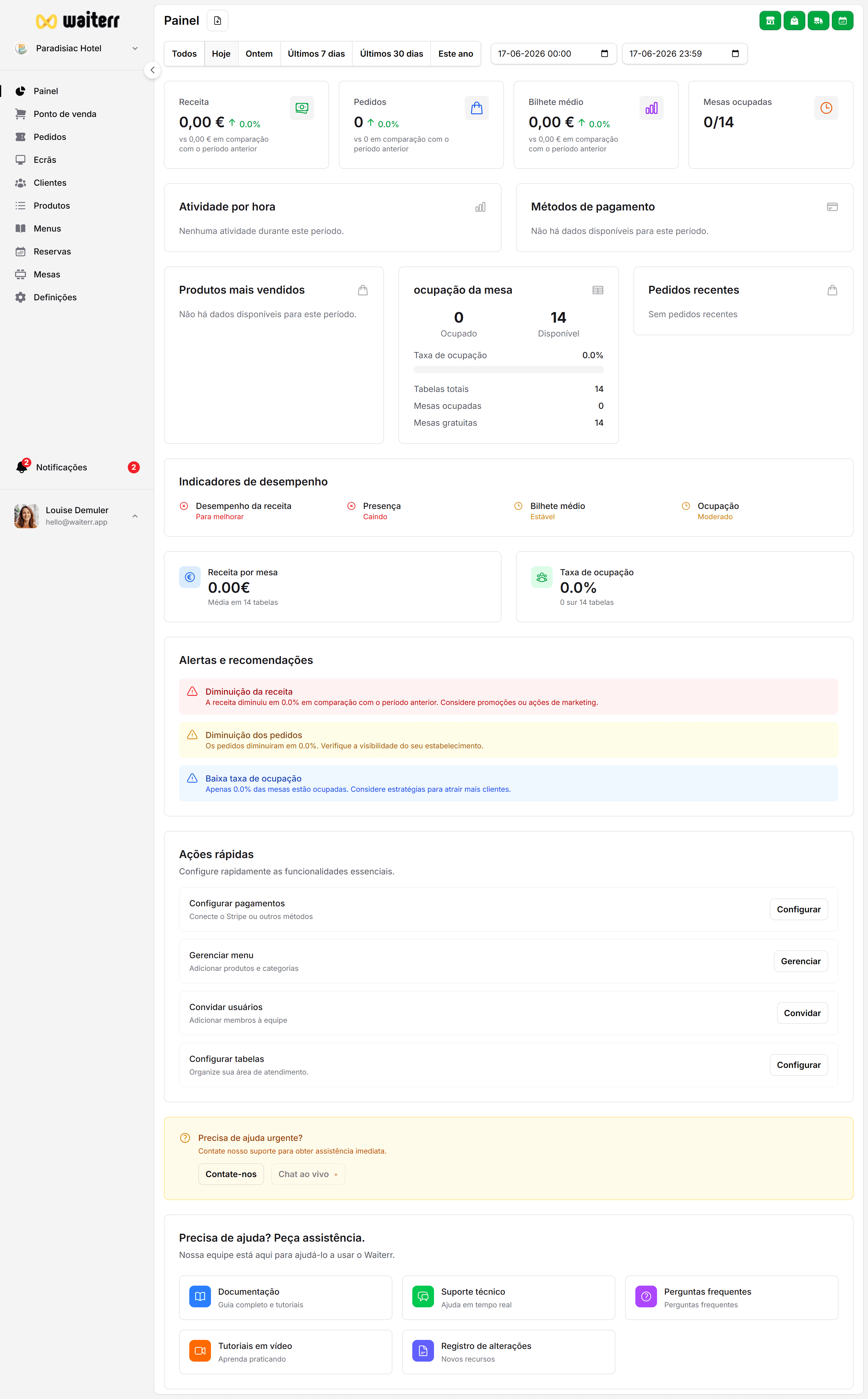 Waiterr Manager — sidebar navigation