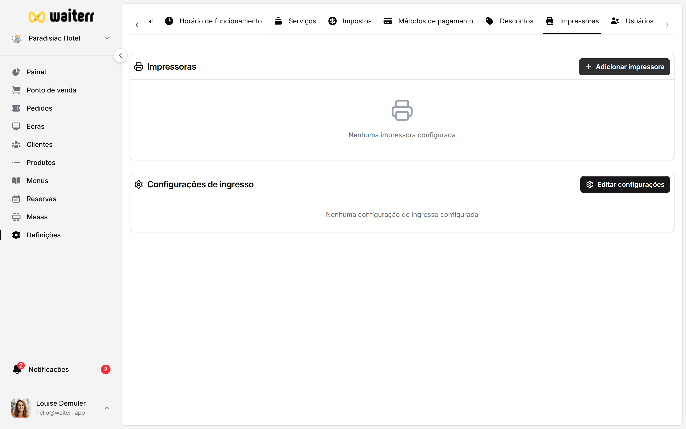 Waiterr Manager — ticket layout editor